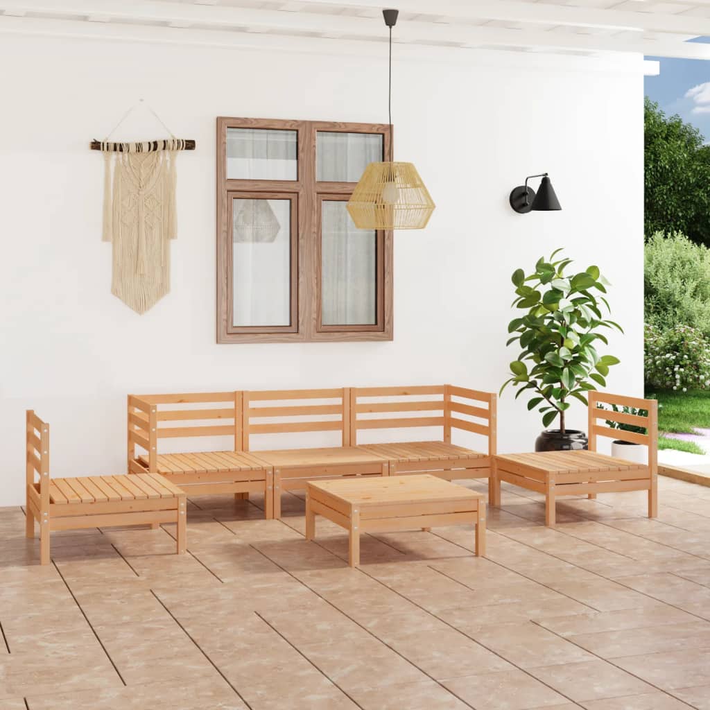 6-tlg. Garten-Lounge-Set Kiefer Massivholz